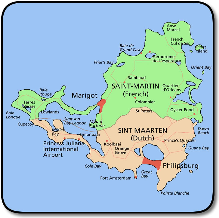 Carte détaillée de Saint martin